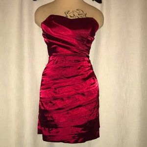 Red silk mini dress